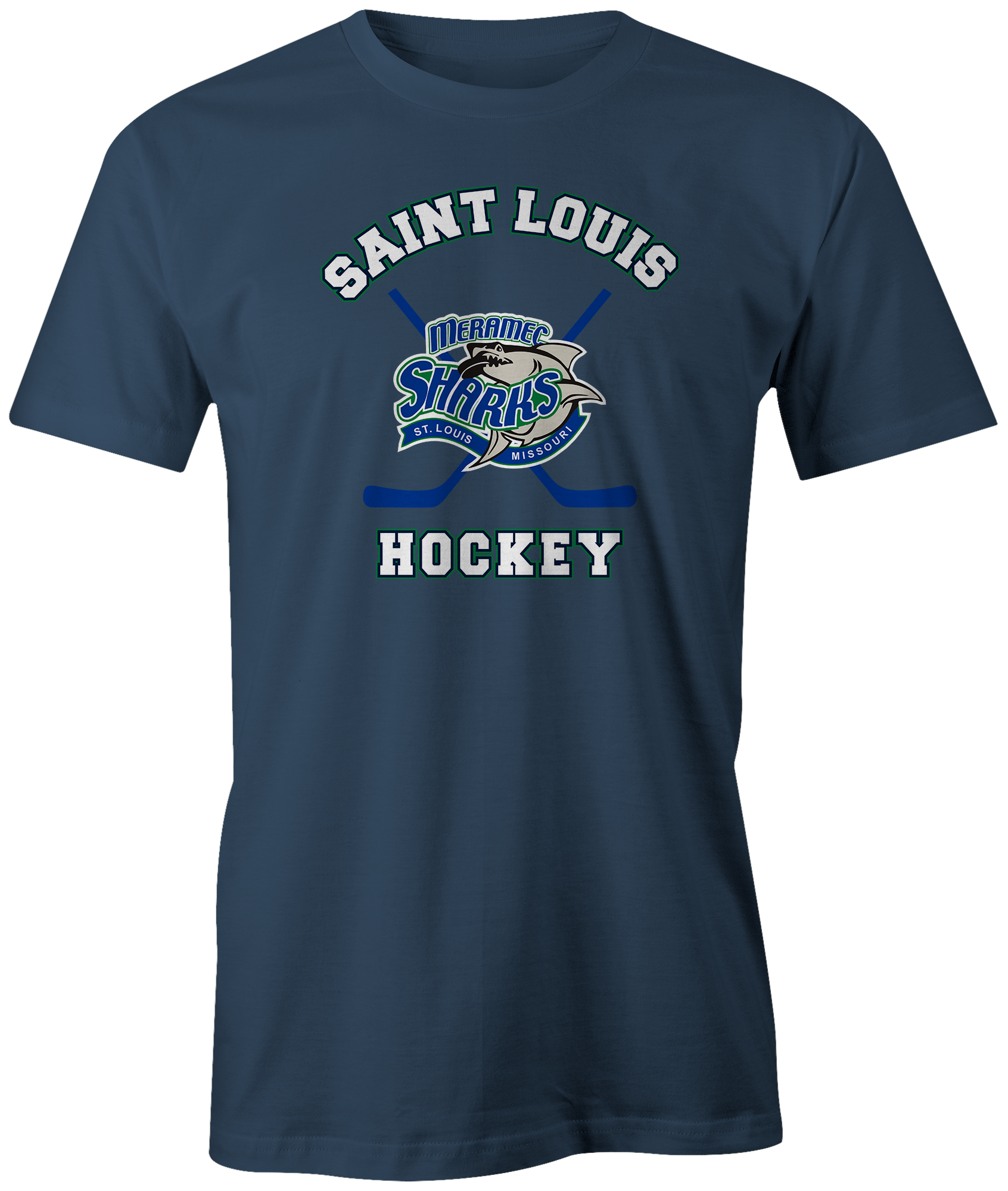 Sharks St. Louis Apparel STL Sports Hockey Team Shop Blues  Novelty Missouri Meramec Discount Sale Best Price athlete athletic fanatics rally house sporty ice rink  goal lack blue green white sticks navy